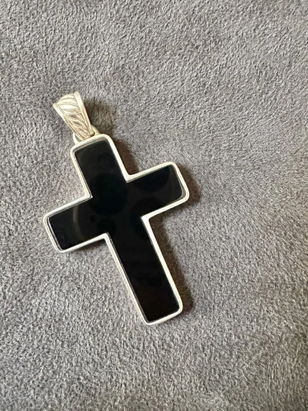 David Yurman Large Chevron Cross Pendant w/ Black Onyx